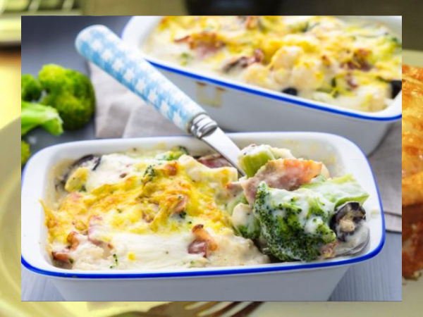 ზაპეკანკა ბროკოლითა და ლორით