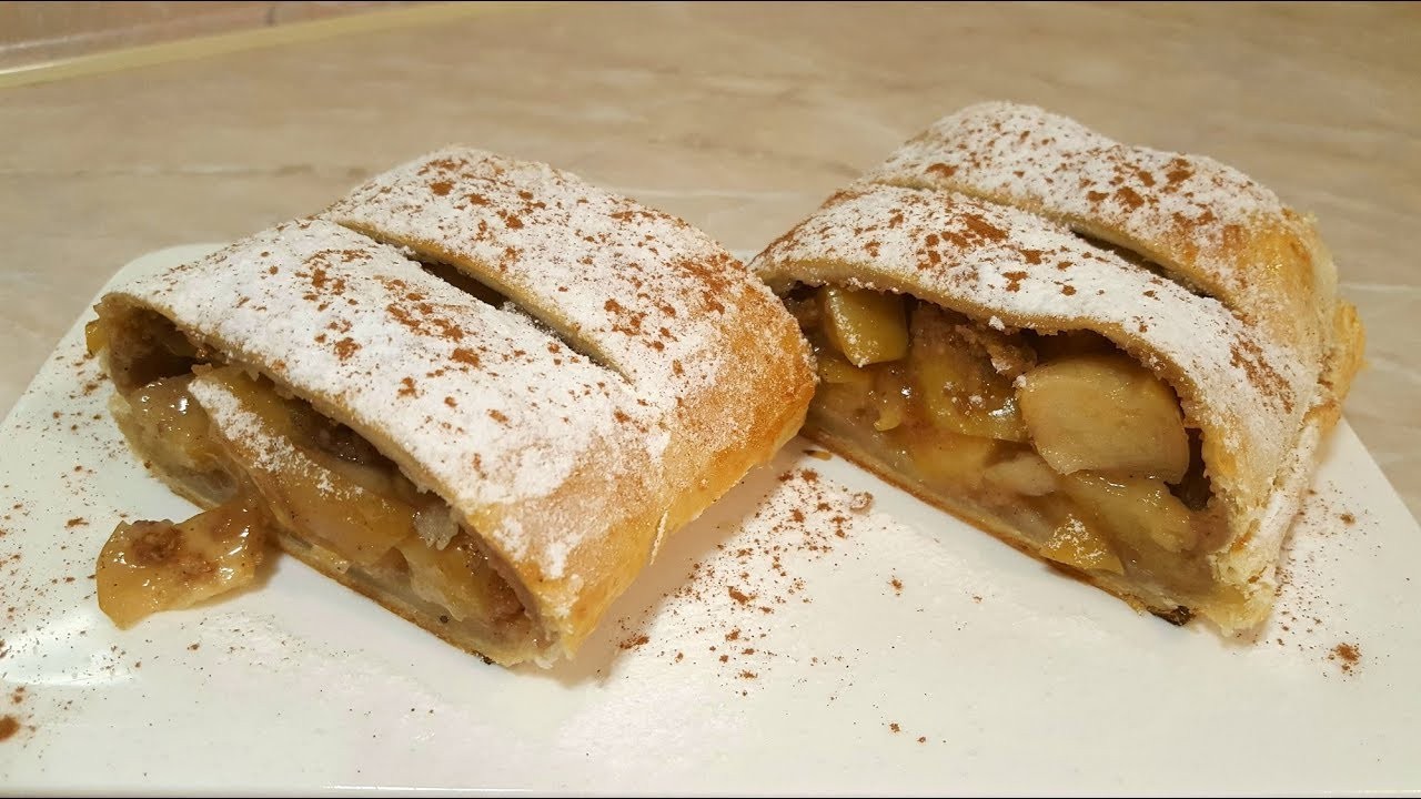 ვაშლის კლასიკური შტრუდელი ფენოვანი ცომით